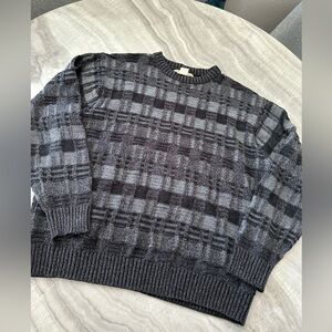 Vintage 90s Grey and black checkered knit sweater size L mens sizing